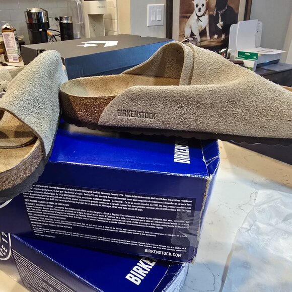 Birkenstock Zurich BS Taupe Suede Leather Sandals Men’s EU 45 US 12 Regular Fit - Picture 2 of 6